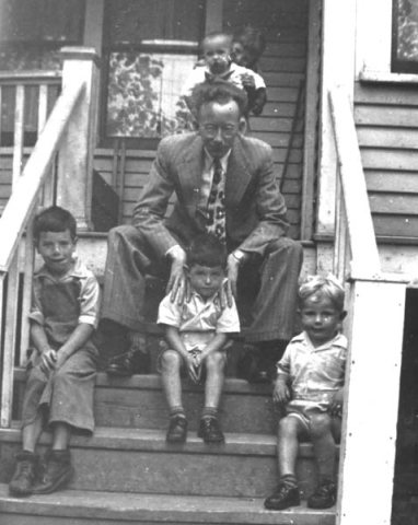 242: Vince Barry and five young children, at Bell Island. [courtesy of Maurice Barry]  - Vince son of William Barry &amp;amp; Margaret Murphy